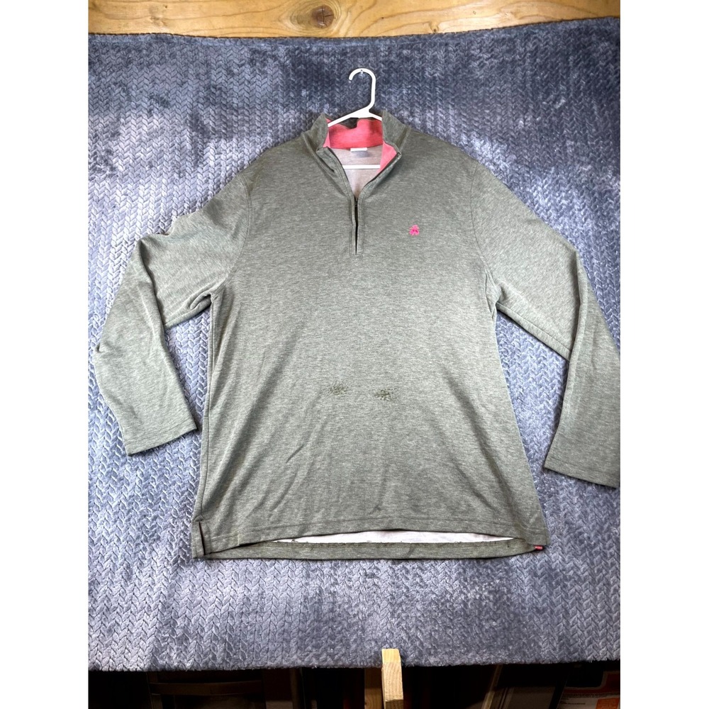 Brooks Brothers 1818 Sweater Mens 2XL Gray Side Slit Quarter Zip Mock Neck